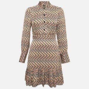 Sandro Multicolor Chevron Long Sleeve Dress